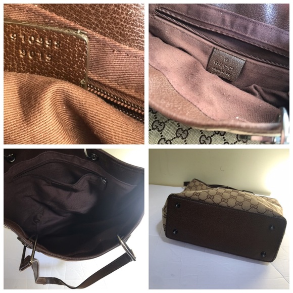 GUCCI GG Monogram Large Eclipse Tote Shoulder Bag Canvas Leather Purse Brown - Picture 6 of 17